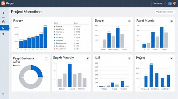 Tampilan visual dari dashboard manajemen proyek yang efisien dengan berbagai grafik dan metrik.